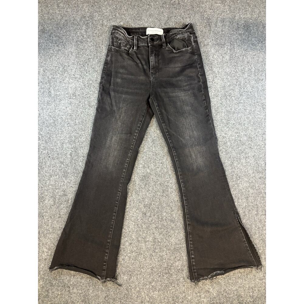 Flying Monkey Jeans Womens Black High Rise Cropped Flare Size 27 Stretch